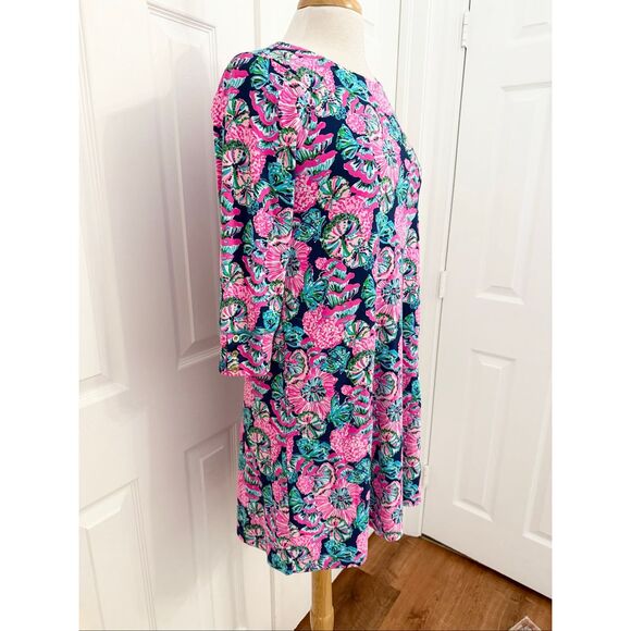 Lilly Pulitzer UPF 50+ Oyster Bay Navy Shroom With A View Solia Dress Size Small - Picture 2 of 6